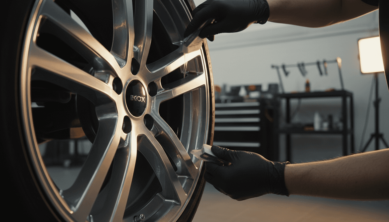 S.O.S Customs technician applying wheel restoration treatment