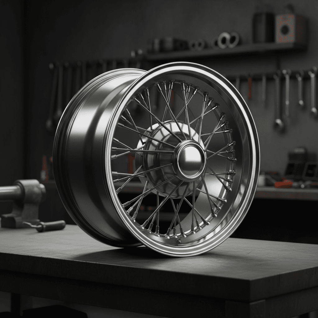 Polished wheel with restored shine after S.O.S Customs restoration